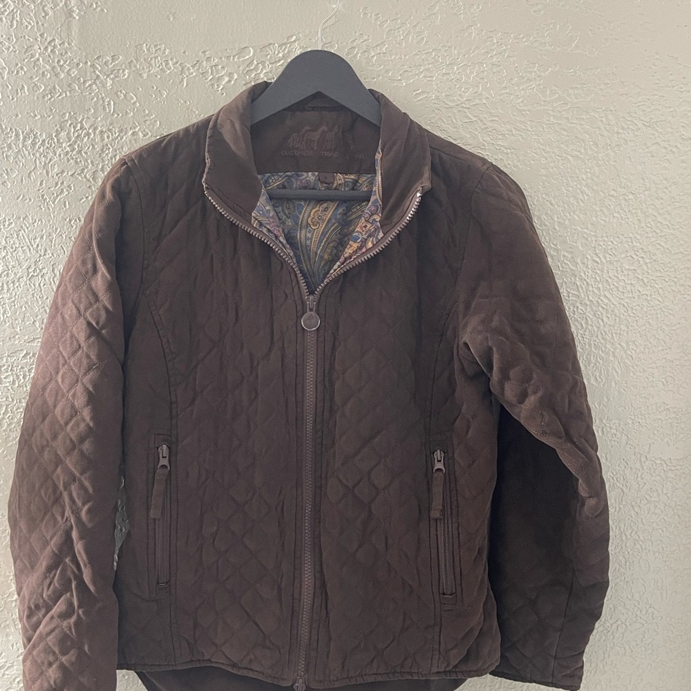 Brown Quilted Bomber Jacket